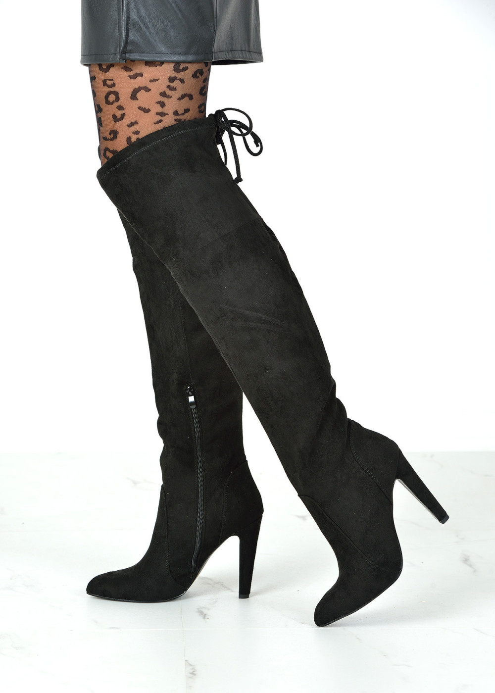 Black pointed skinny heel over the knee boots - Shoelace - Womens Shoes,  Bags and Fashion