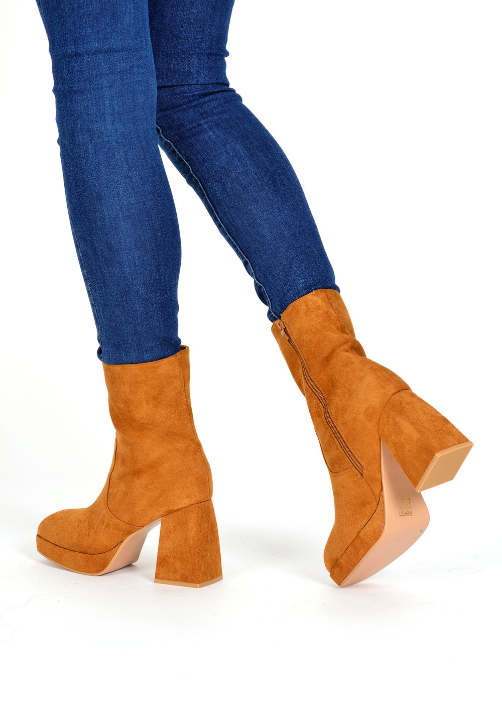 Tan block heeled ankle boots 2