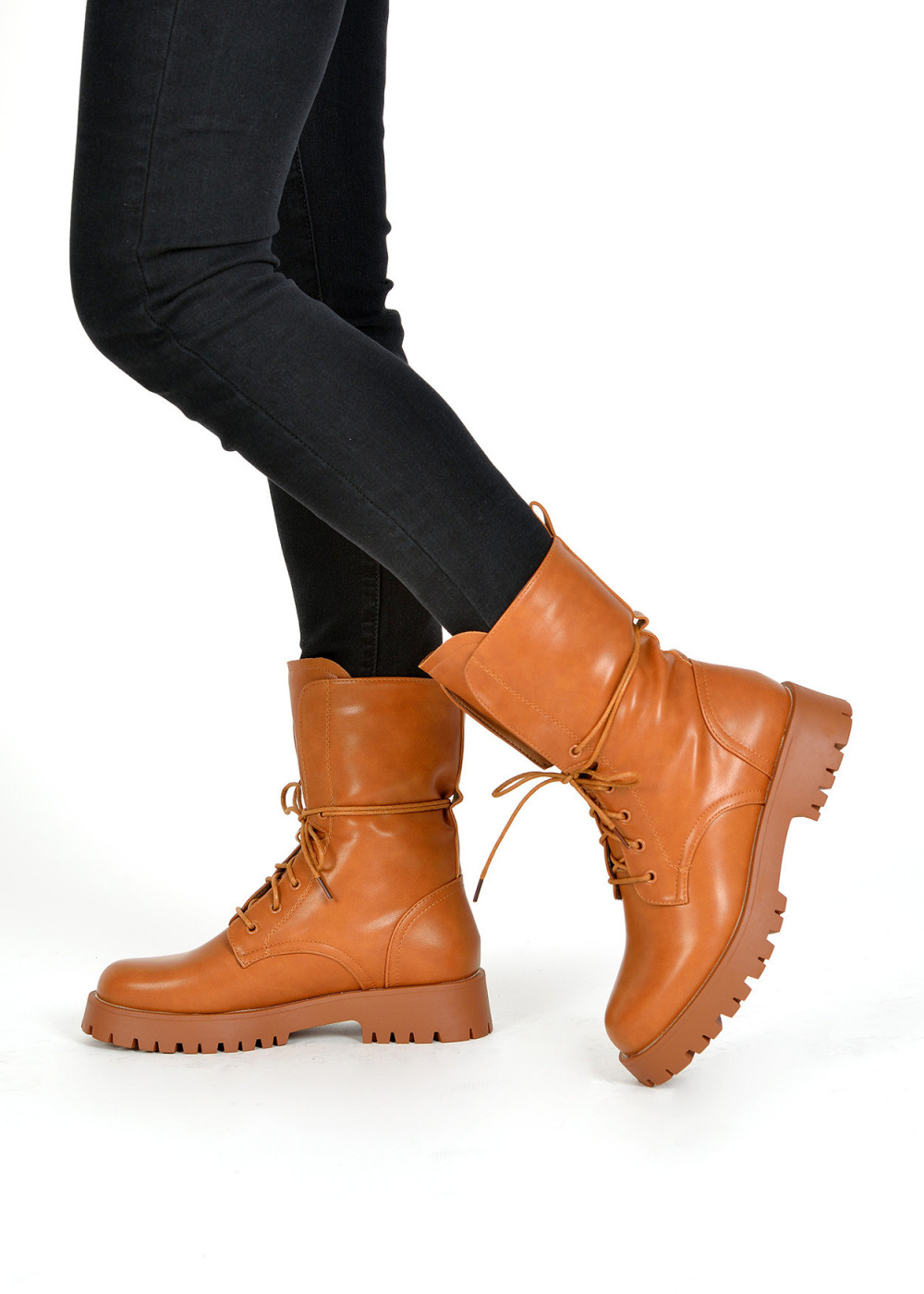 Brown tan lace up army boots 3