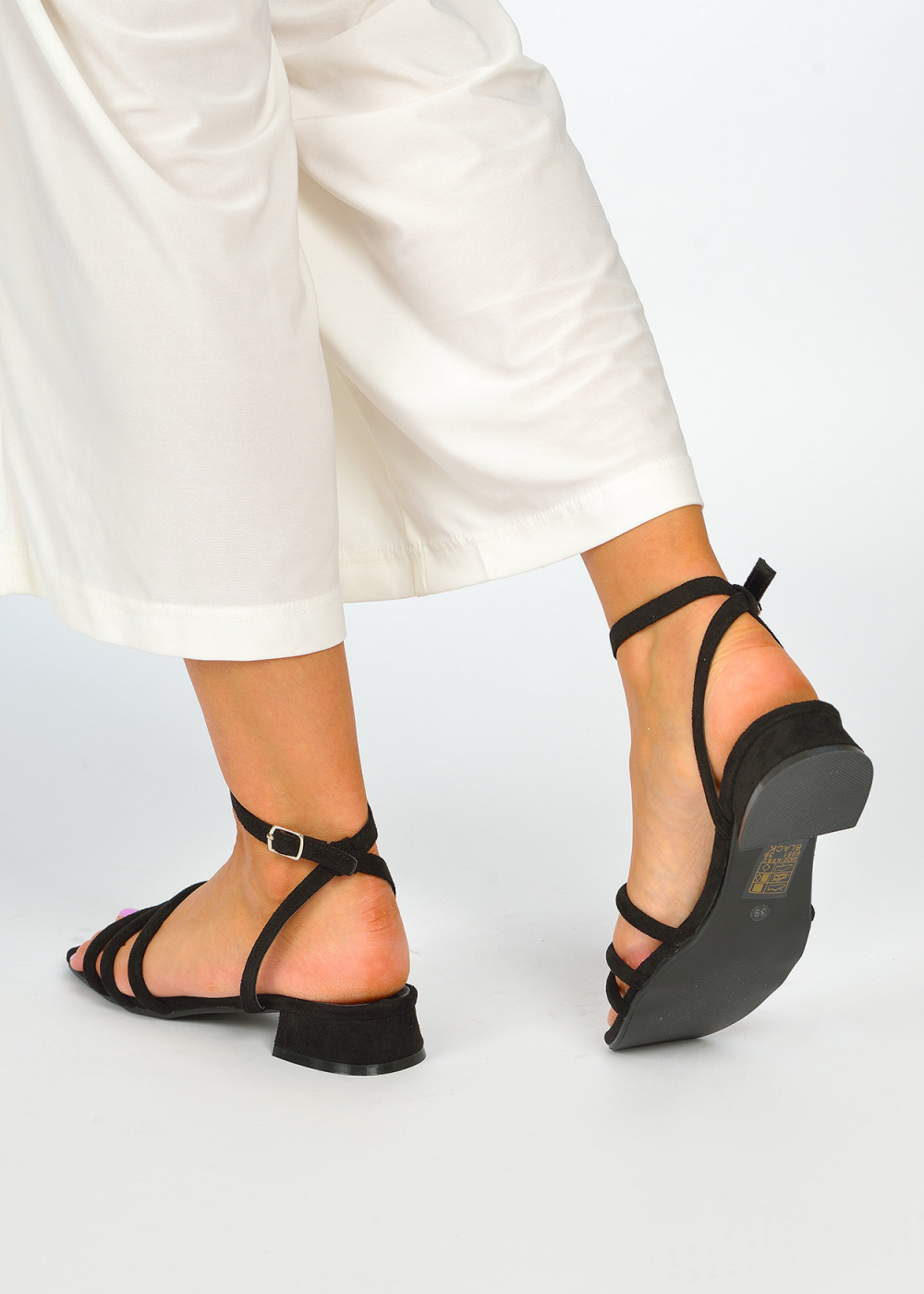 Black triple strap sandals 2