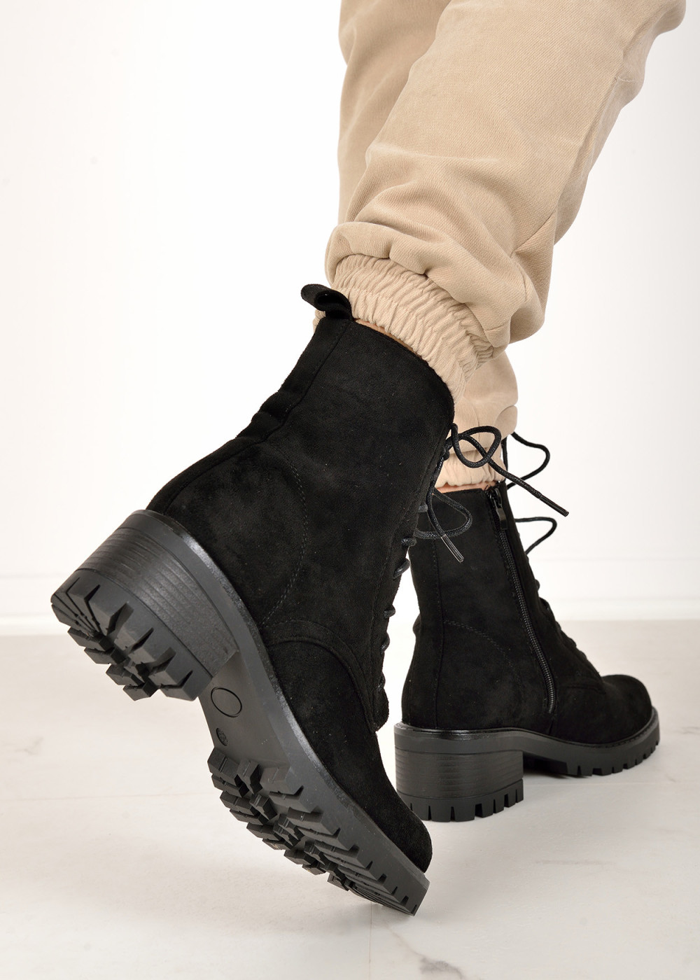 Black lace up heeled ankle boots 3