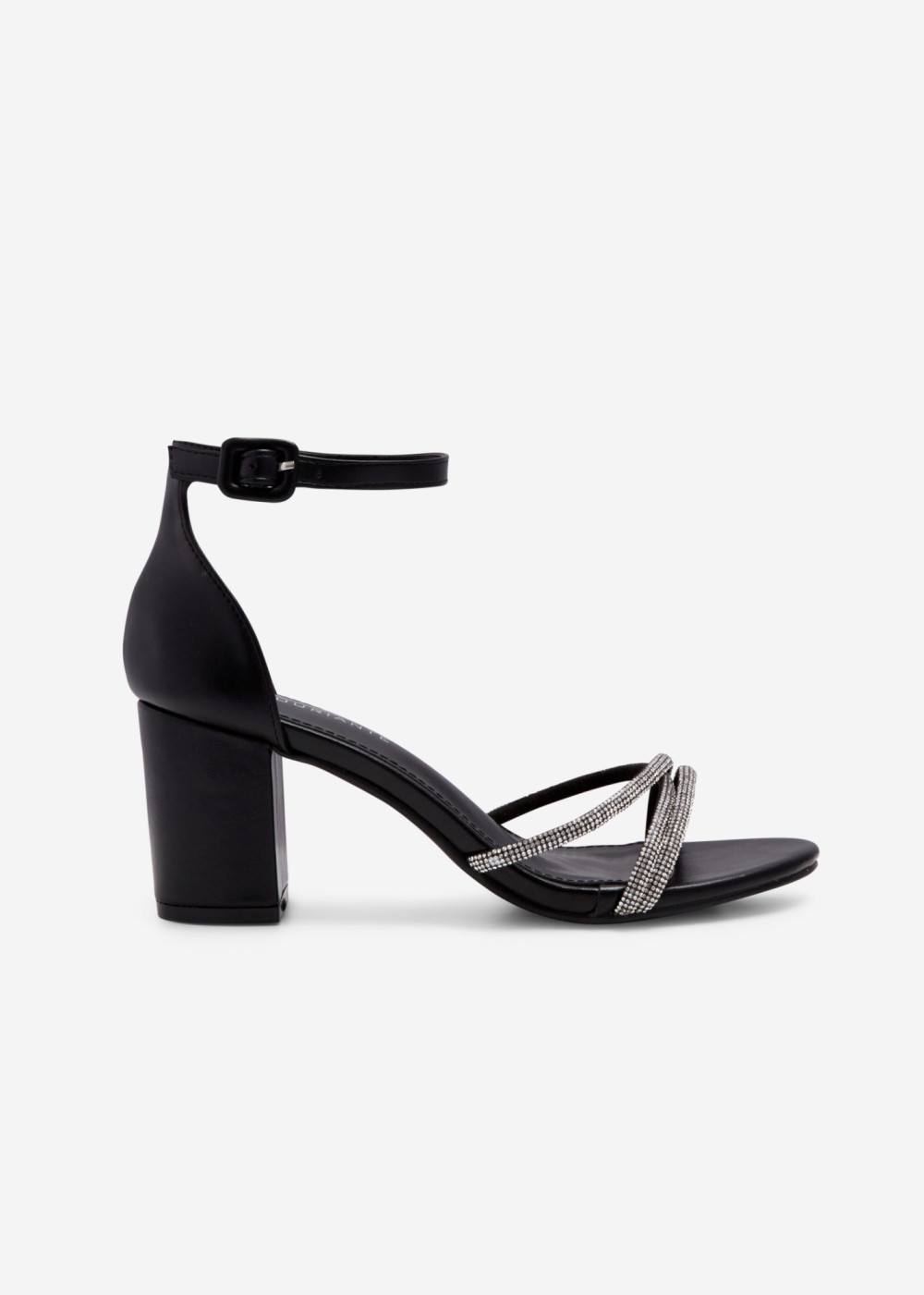Black diamante strap detail heeled sandals 3