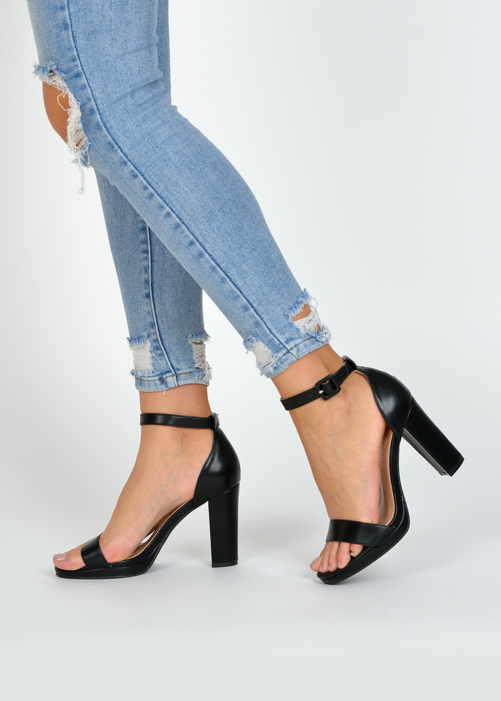 Black platform heeled sandals 3