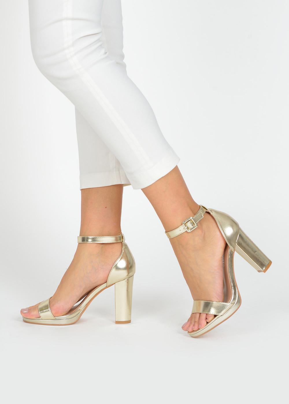 Gold platform heeled sandals 3