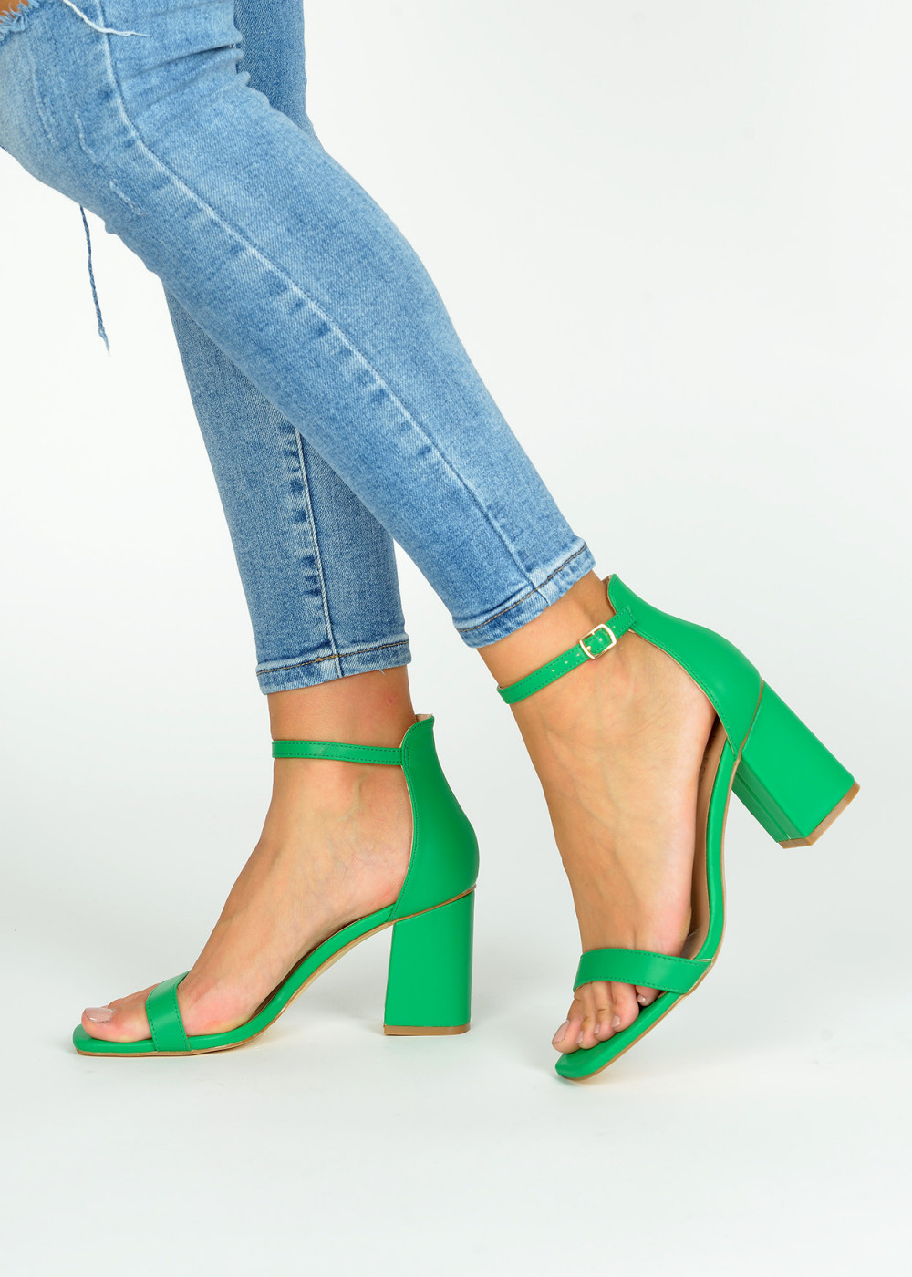 Green block heeled sandals 3