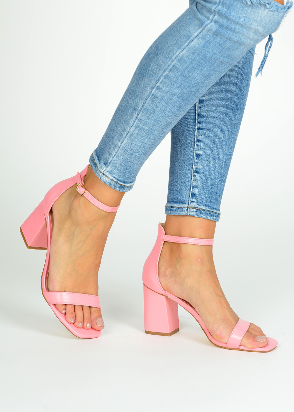 Pink block heeled sandals 1