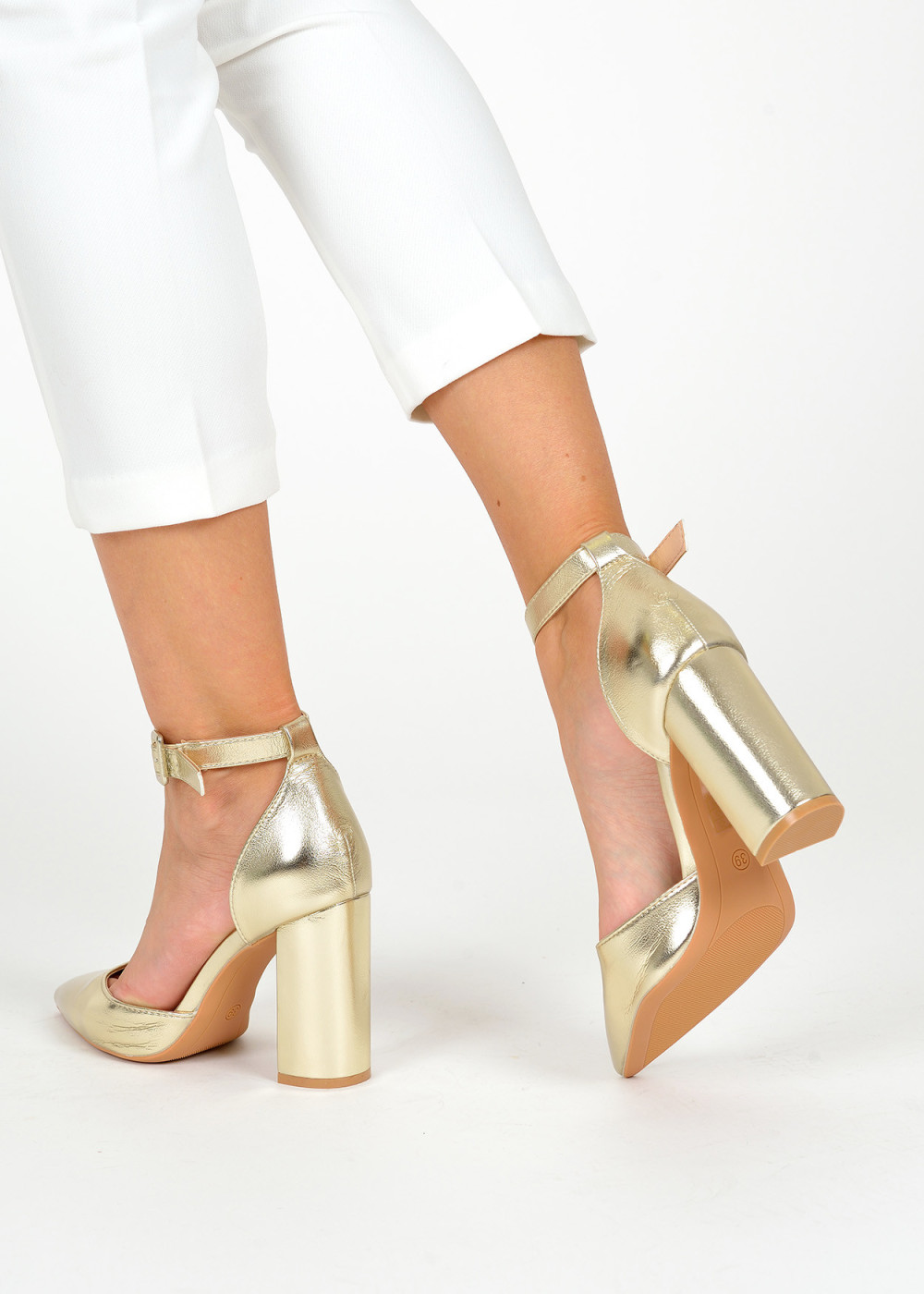 Open toe gold sales shoes