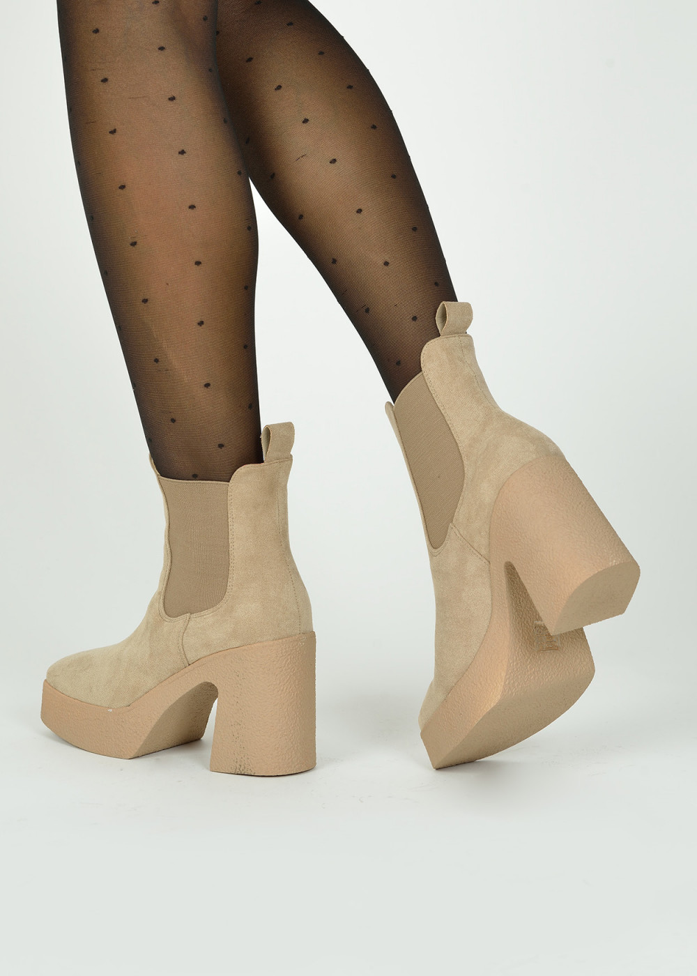 Khaki platform heeled ankle boots 2