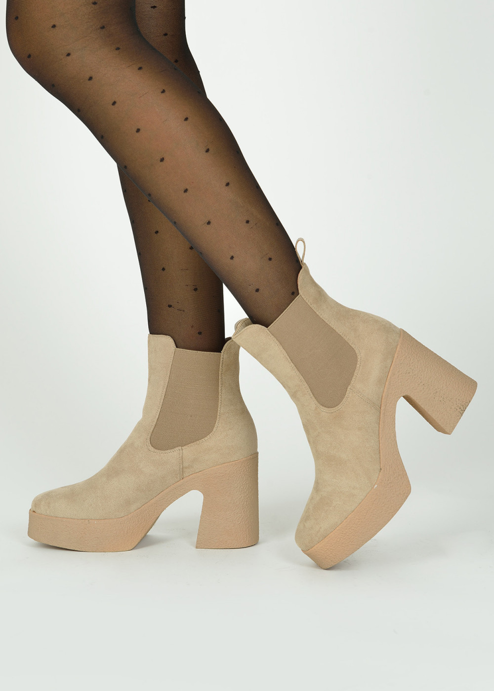 Khaki platform heeled ankle boots 3
