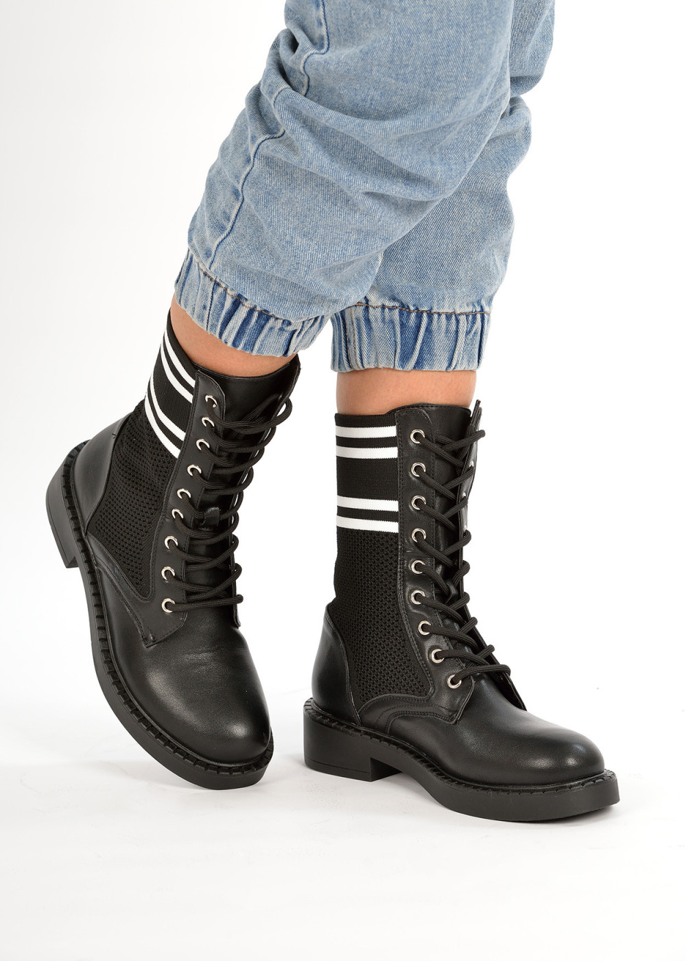 Black lace up sock boots 1