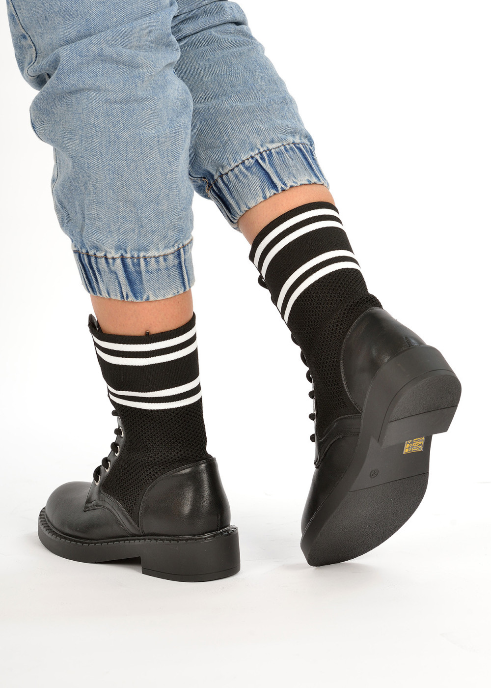 Black lace up sock boots 2