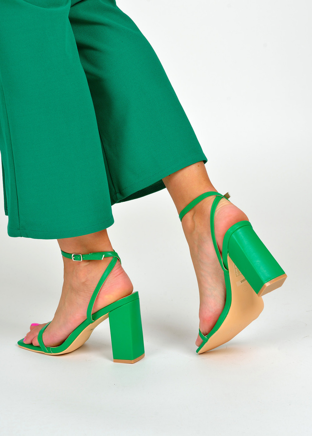 Green block heeled sandals 2