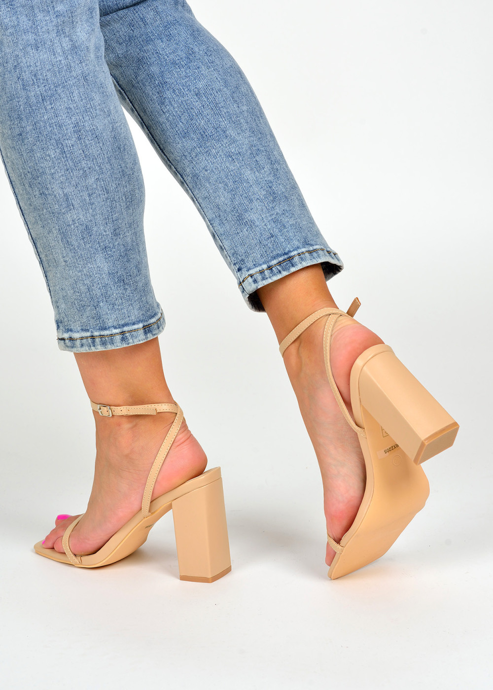 Beige block heeled sandals 2