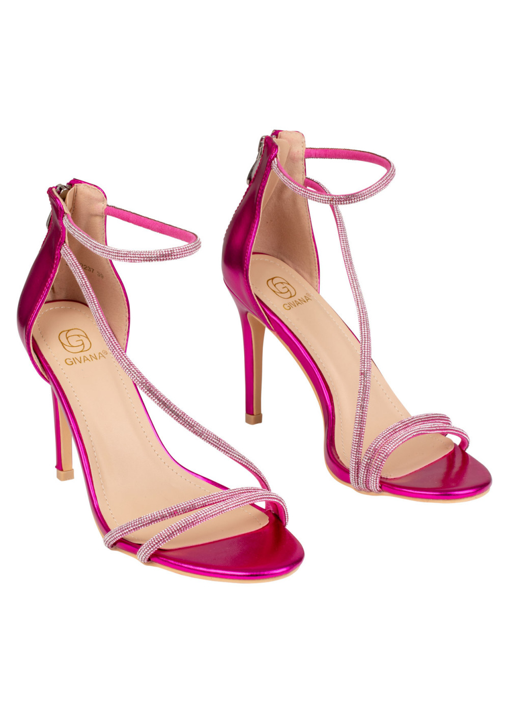 Pink diamante strap detail heeled sandals 1