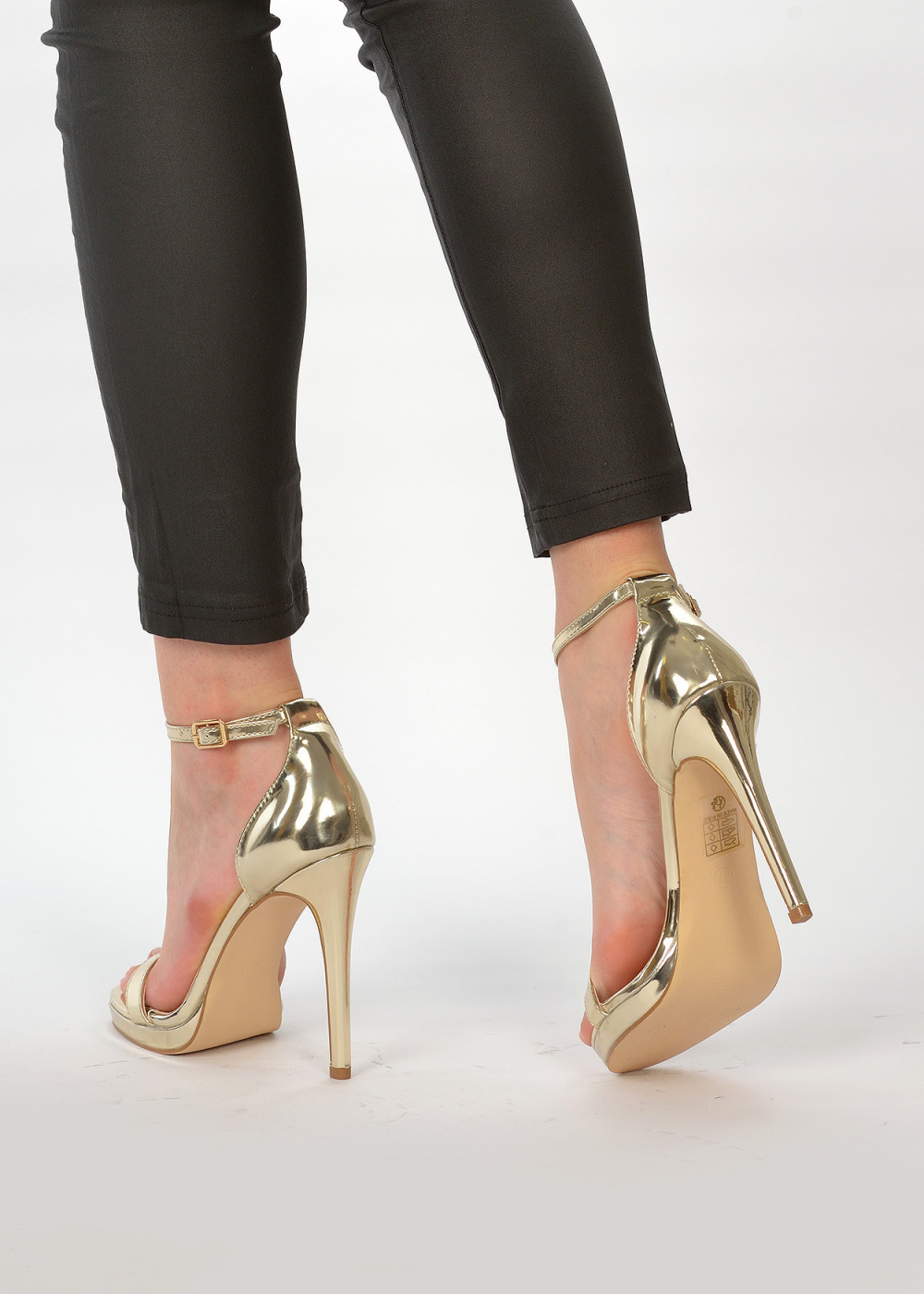 Gold platform heeled sandals 2
