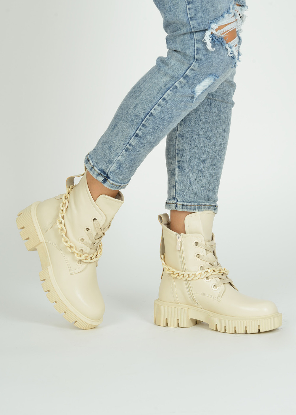 Beige hotsell biker boots