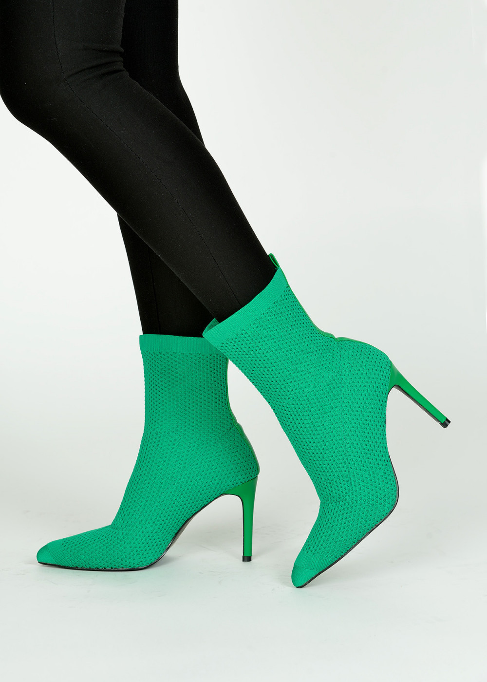 Green pointed toe sock boots 3