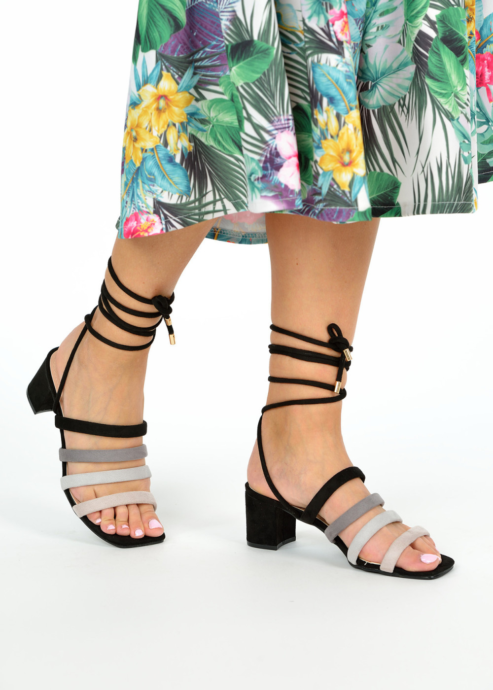 Black block heeled sandals 1