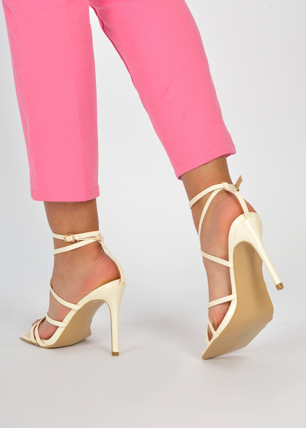 Beige heeled strappy sandals 2
