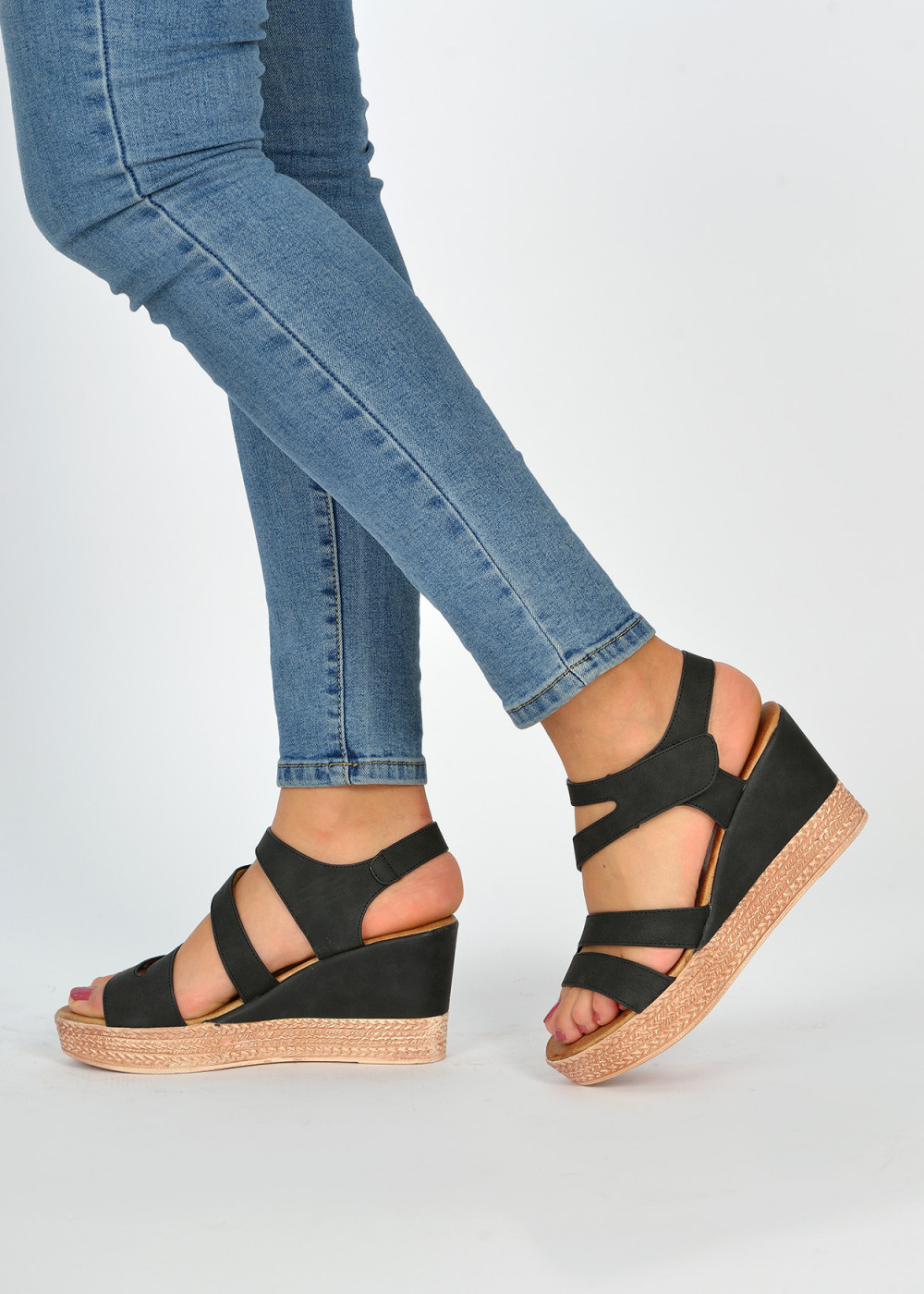 Black strappy wedges - Shoelace - Women’s Shoes, Bags and Fashion