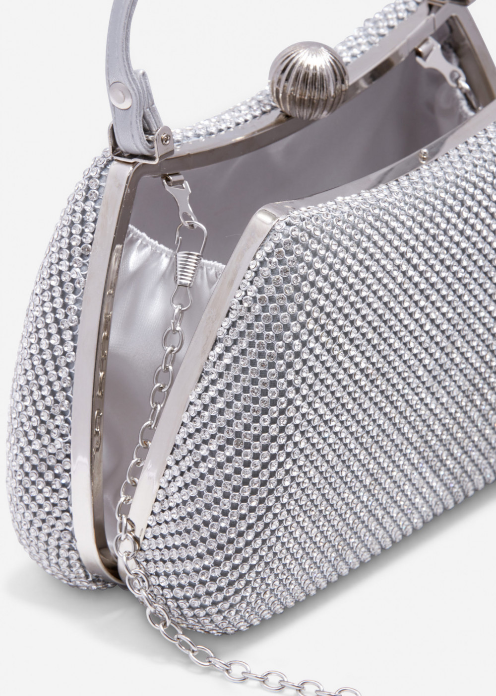 Silver diamante embellished clutch bag 2