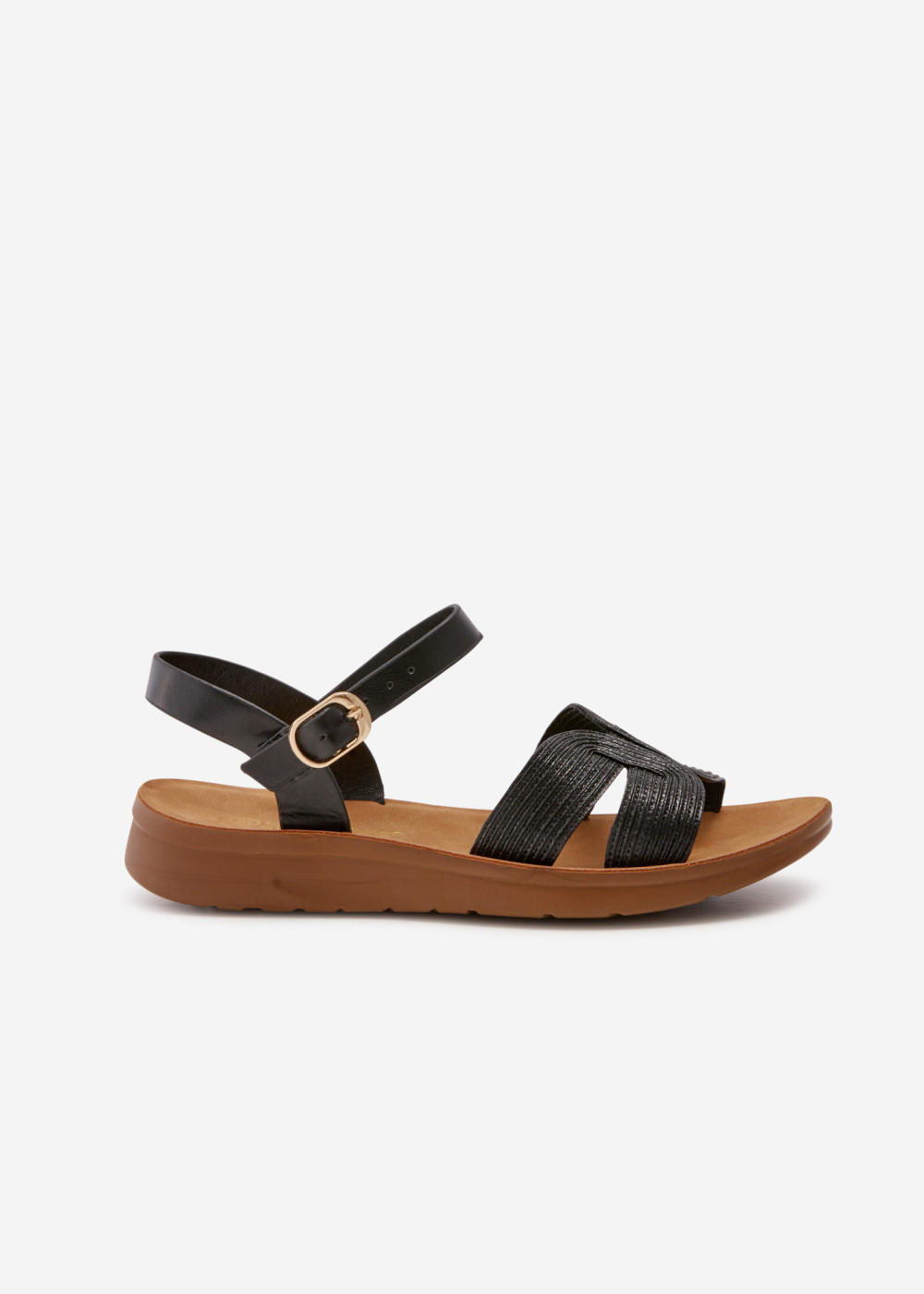 Black flat footbed sandals 3