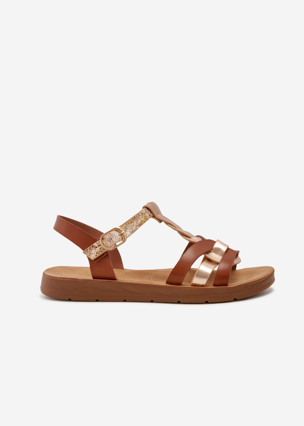 Brown plait strap flat sandals 3