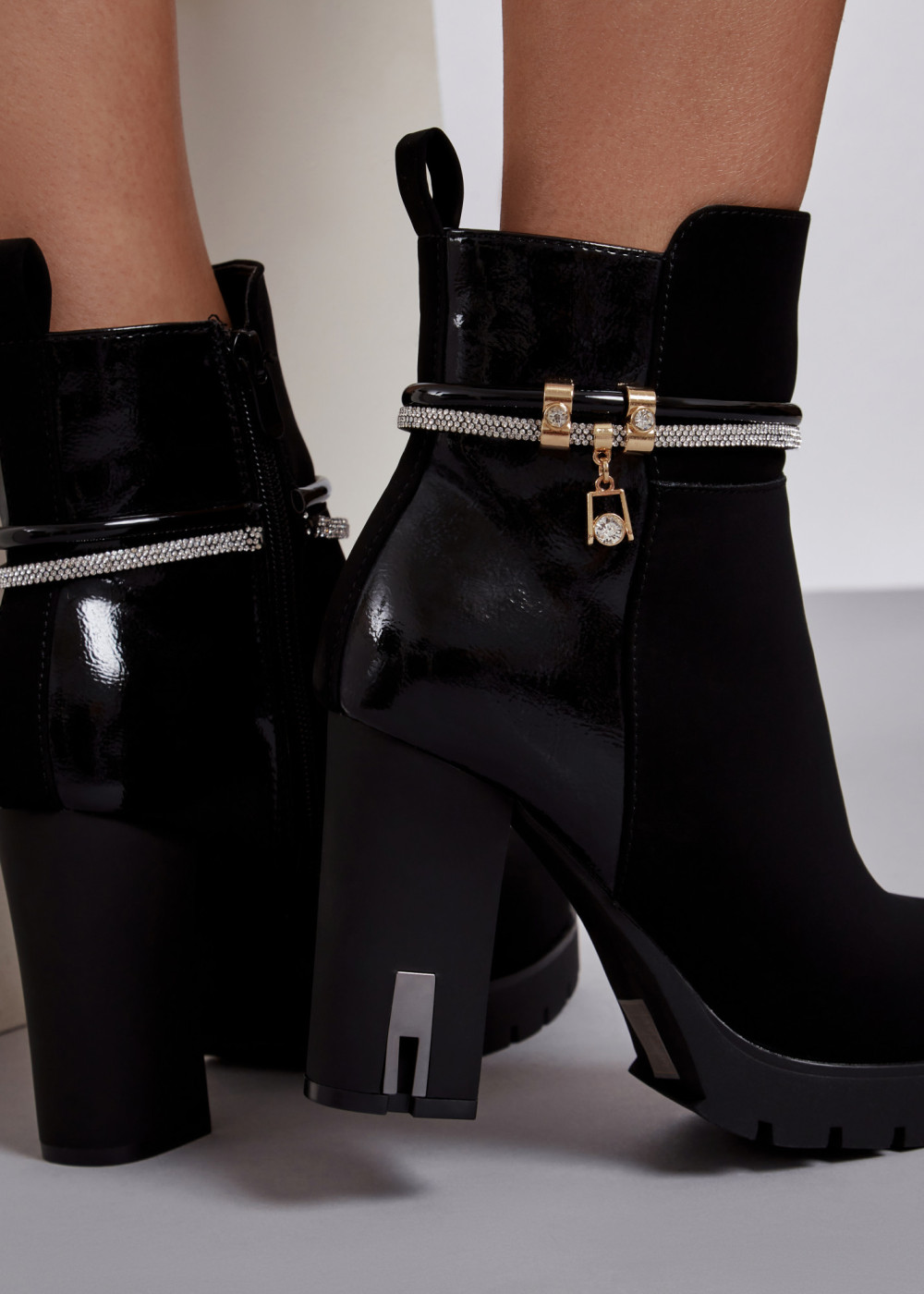 Pointed Toe Flared Heel Ankle Boots | Boohoo UK