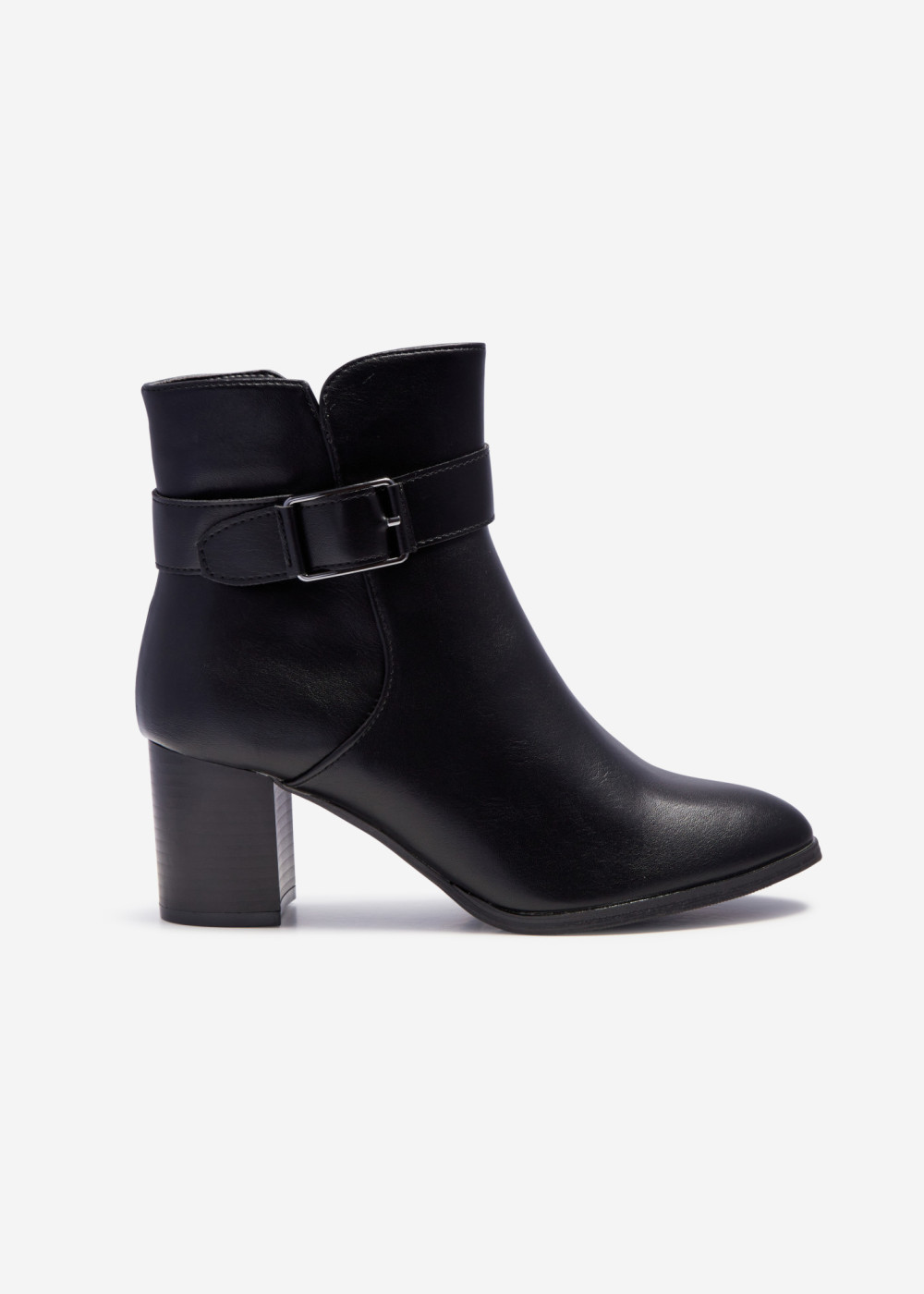 Black buckle detail heeled ankle boots 3