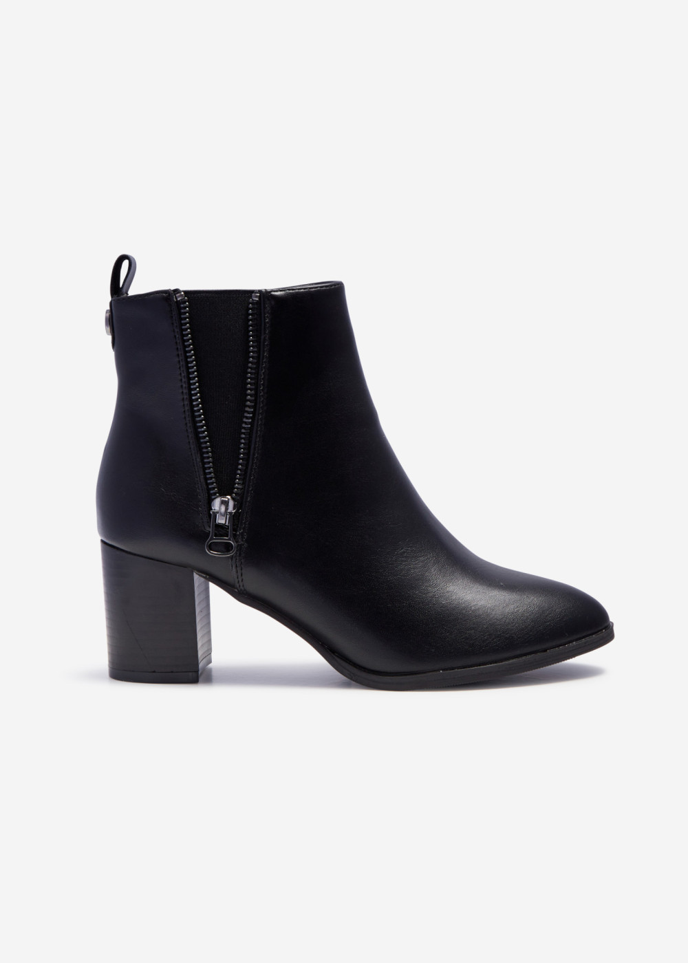 Black open zip detail heeled ankle boots 3