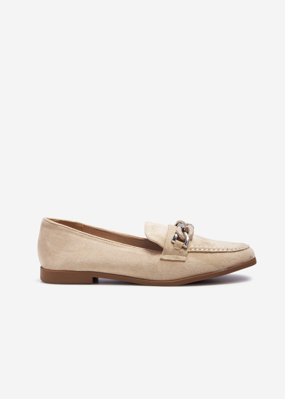 Khaki chain detailed loafers 3