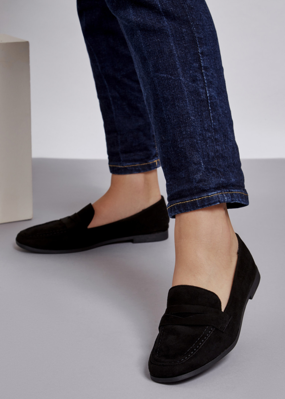 Black flat penny loafers 1