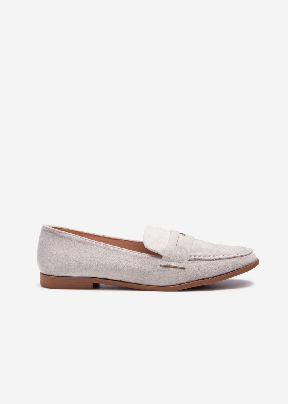 Grey flat penny loafers 3