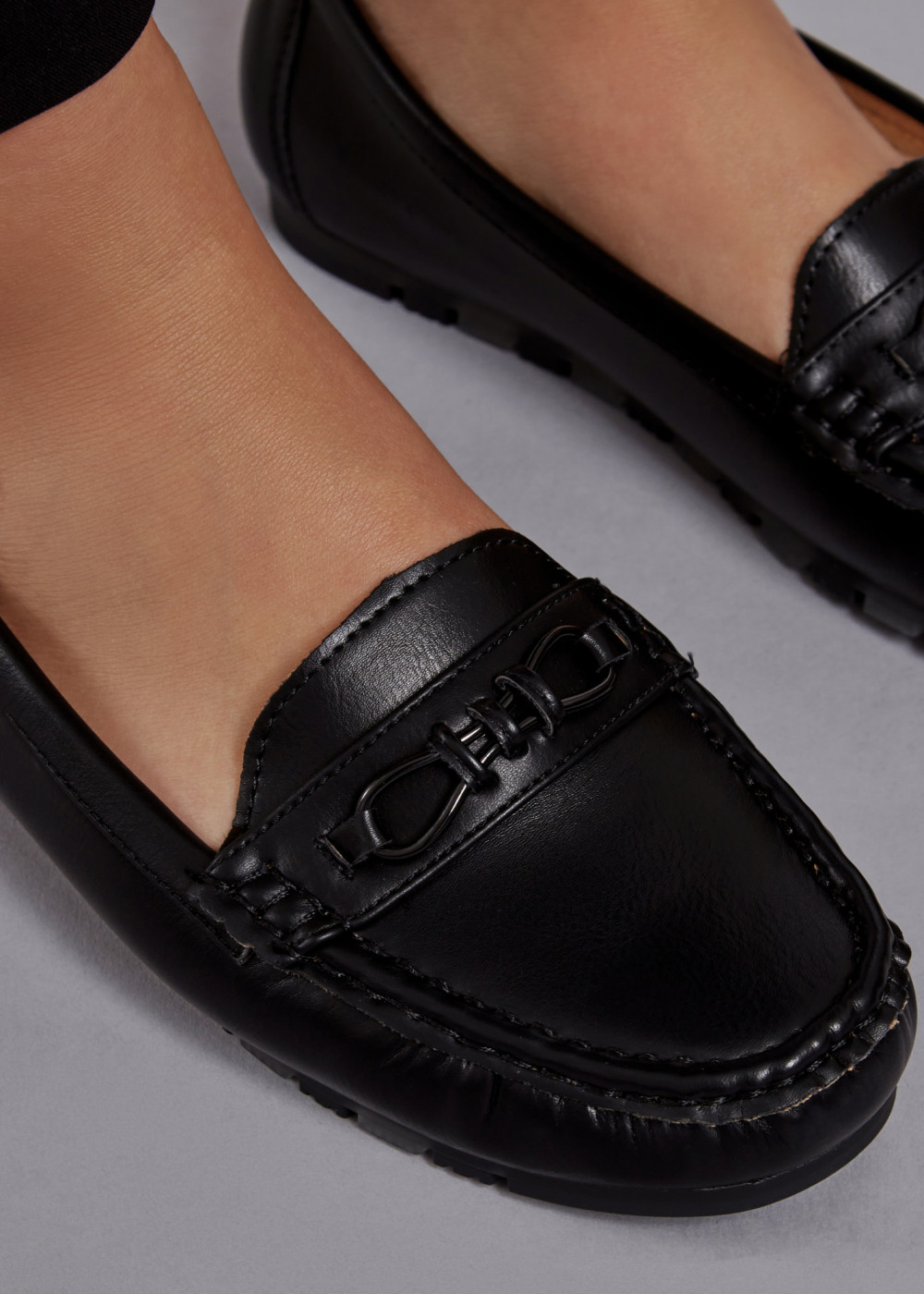 Black metallic bar detailed loafers 4