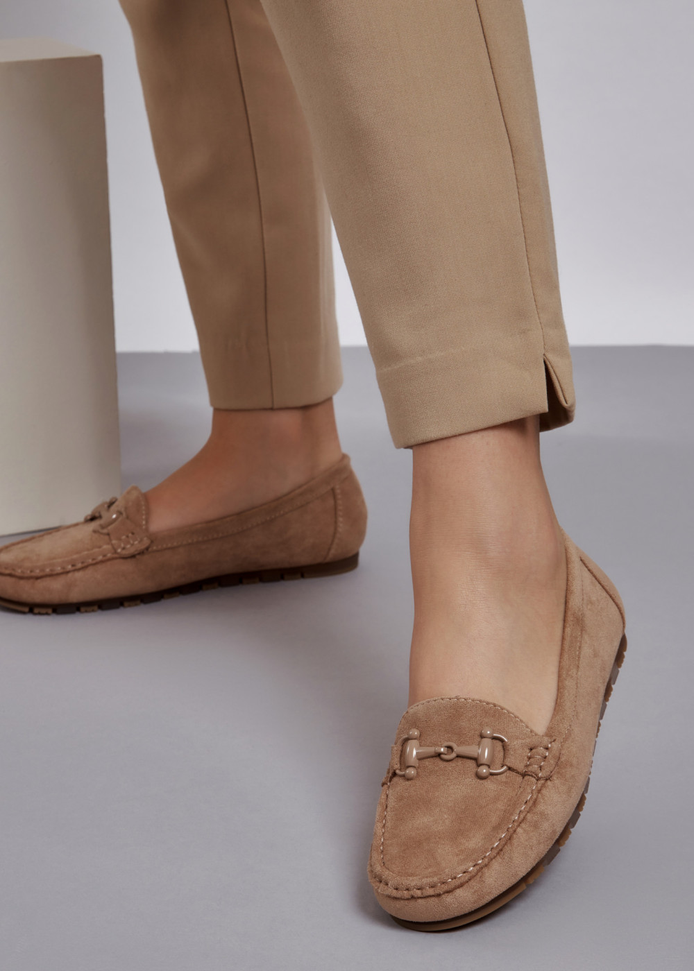 Khaki snaffle detailed loafers 1