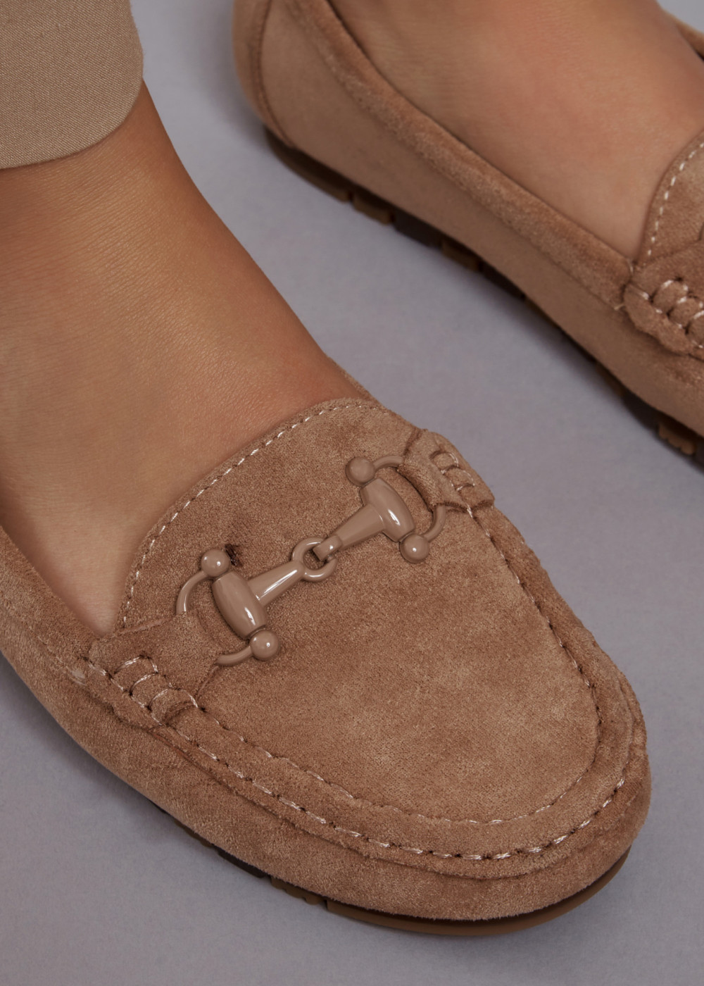 Khaki snaffle detailed loafers 2