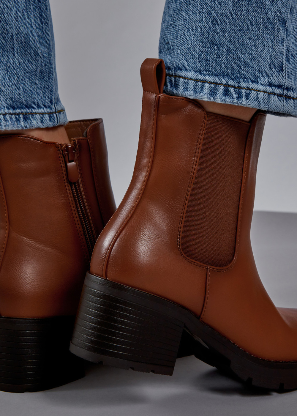 Brown tan heeled chelsea boots 2