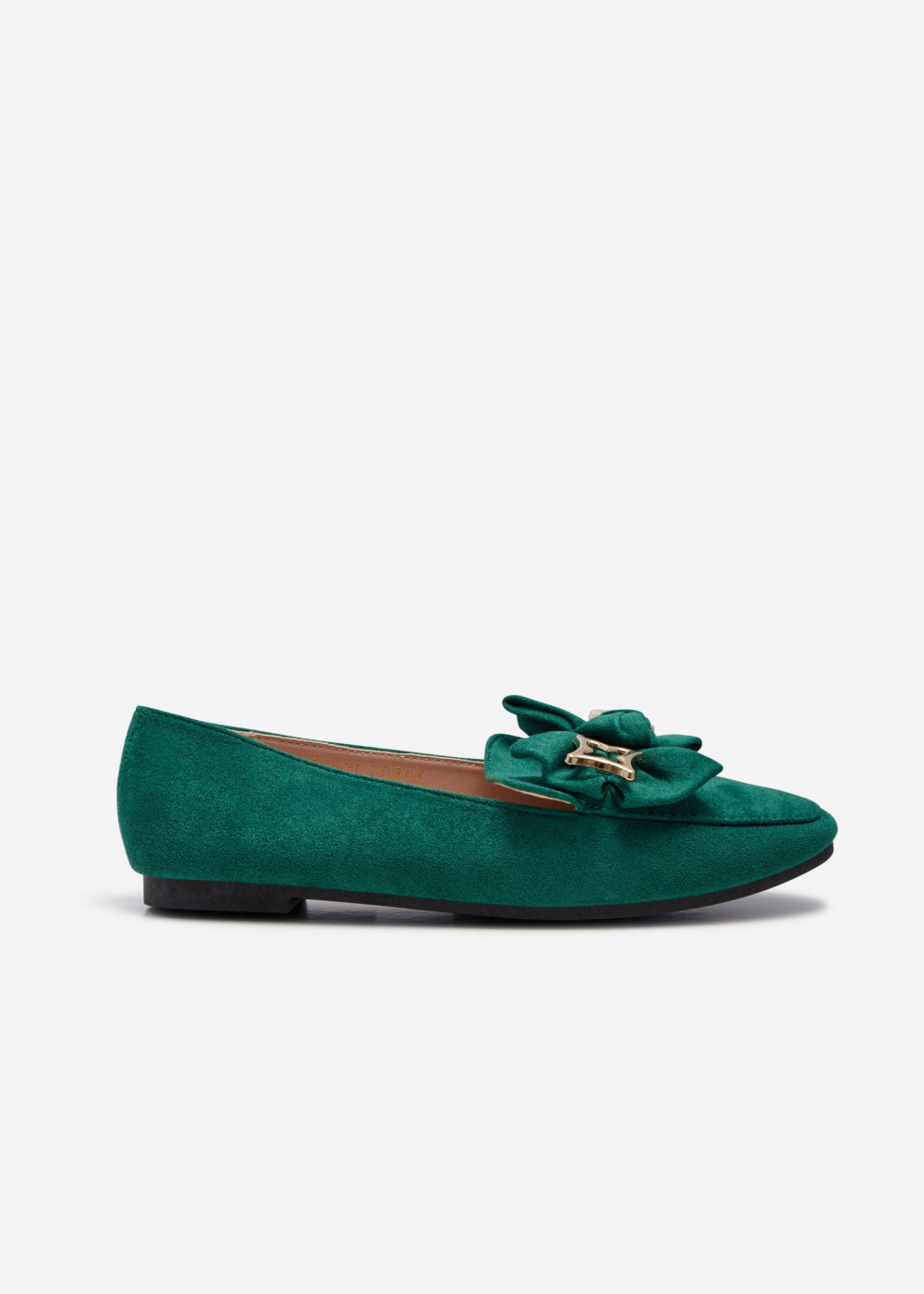 Green safety pin bow detailed loafers 3