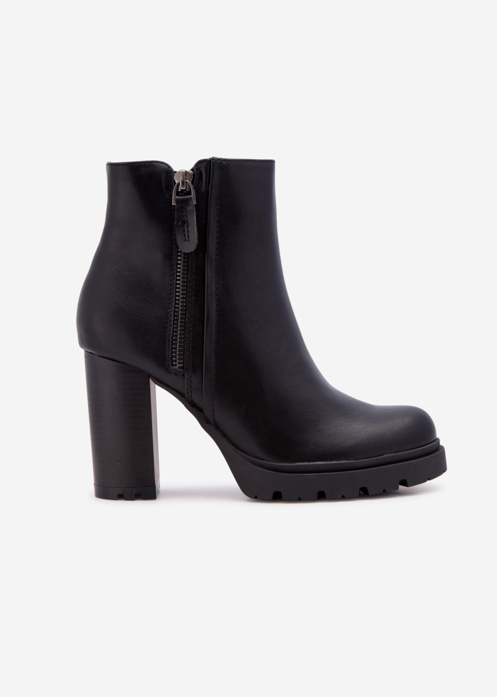 Black zip detail heeled ankle boots 3