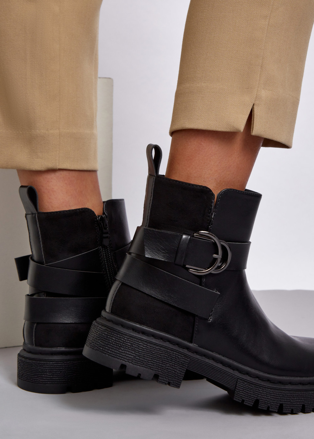Black buckle detail ankle boots 2