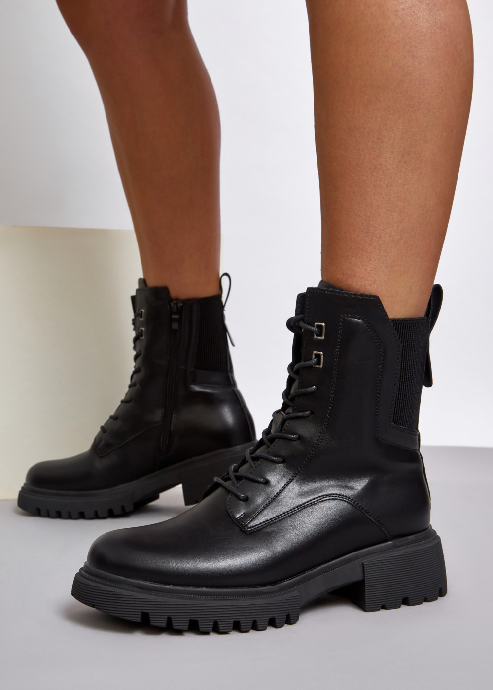 Black lace up army boots 1