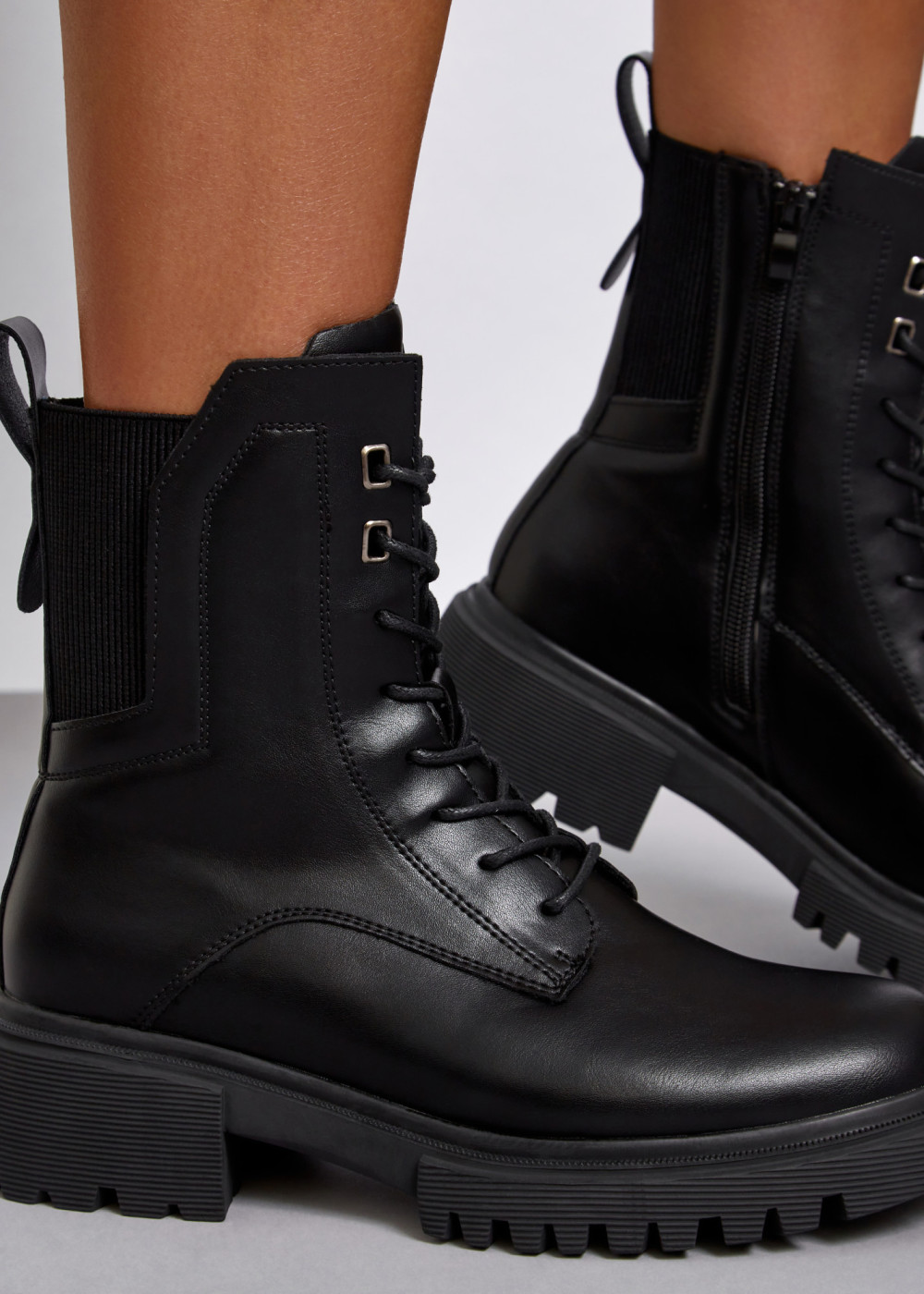 Black lace up army boots 2