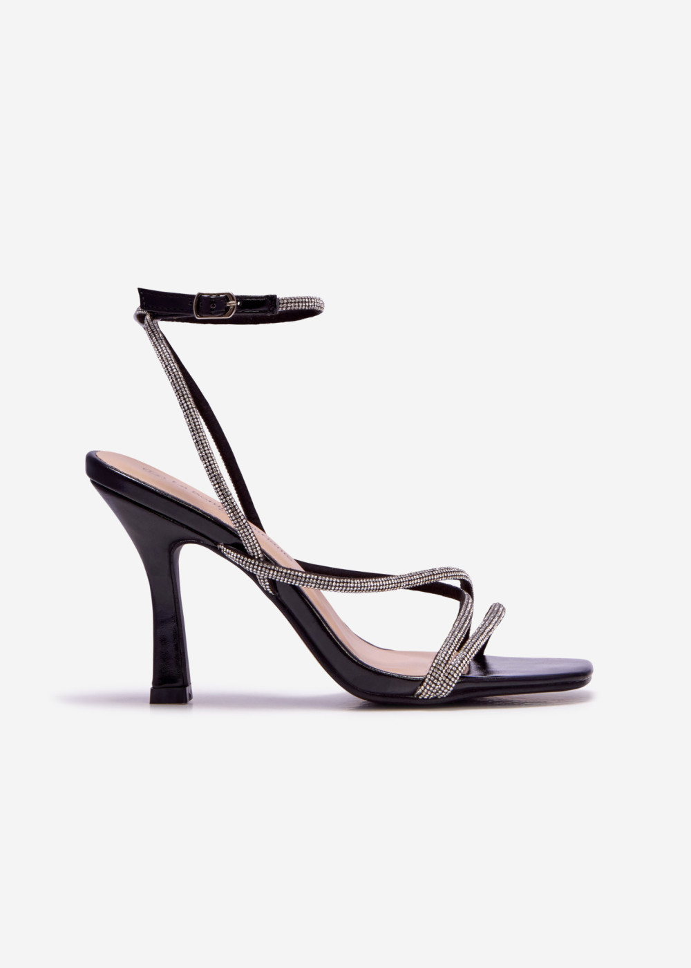 Black diamante strappy heeled sandal 3