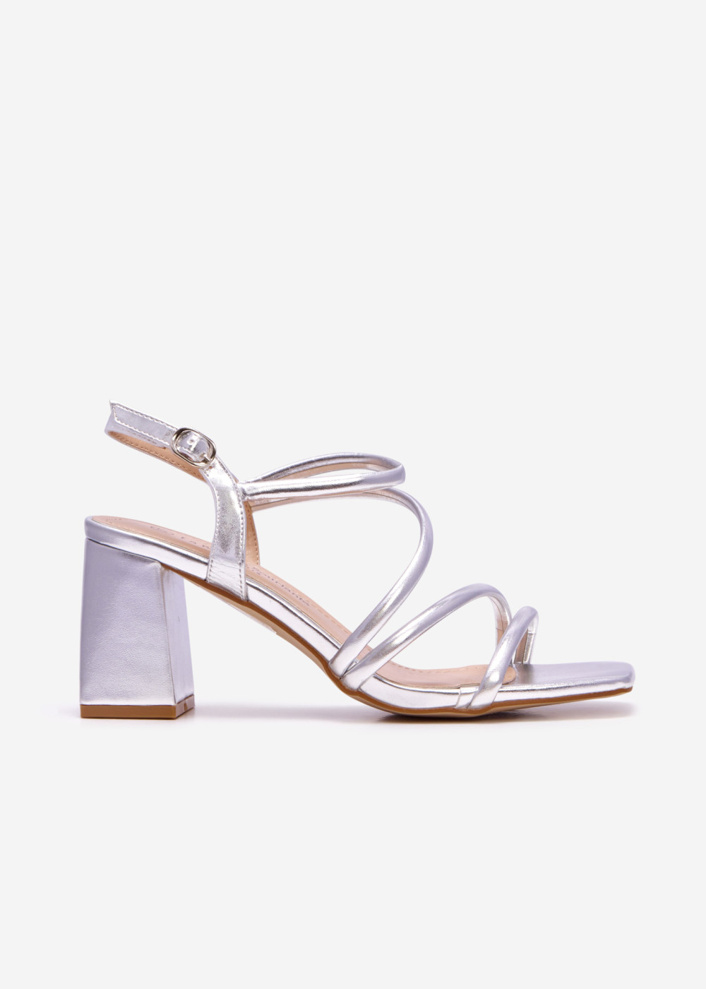 Silver strappy heeled sandal 3