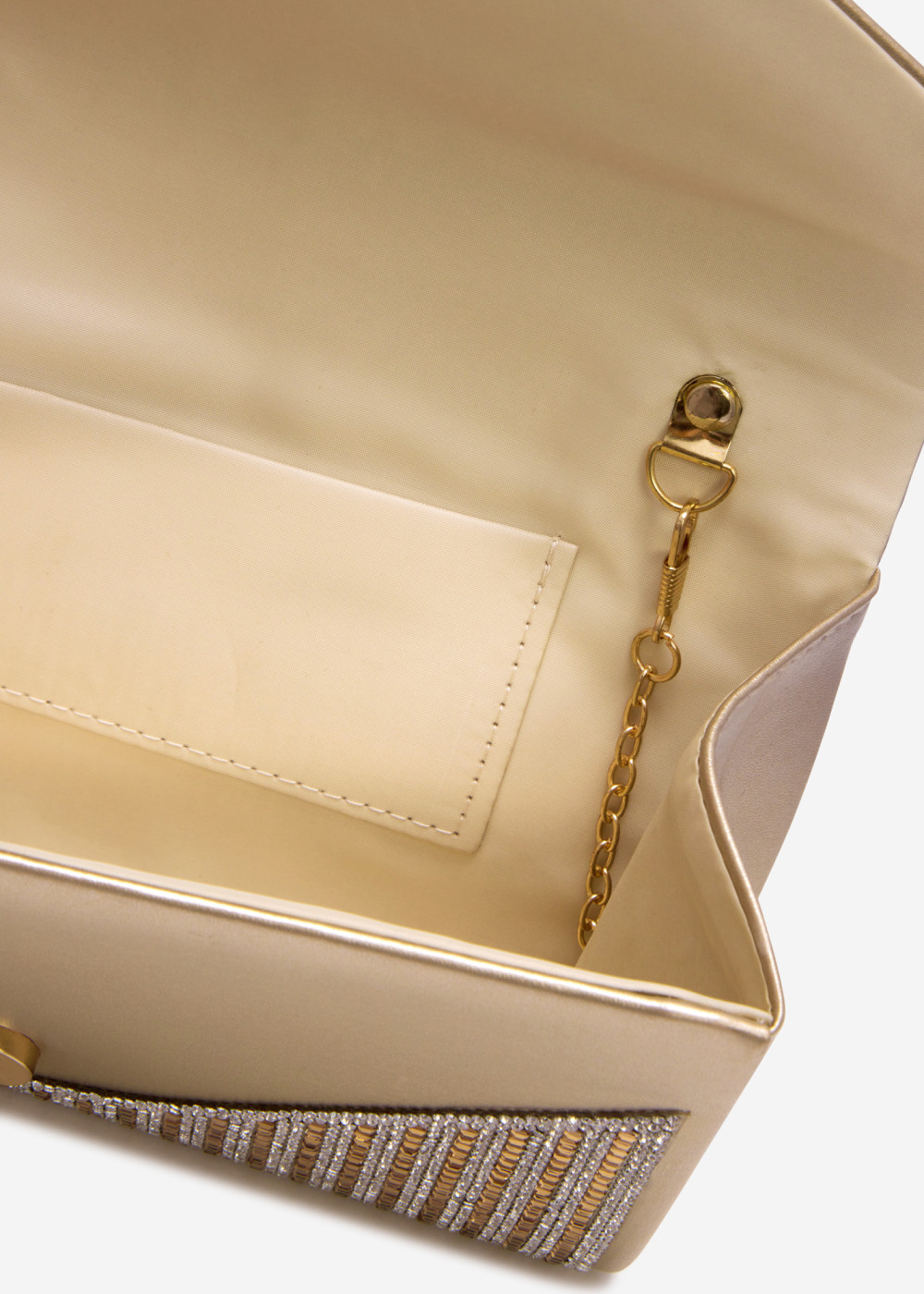 Gold diamante embellished envelope clutch bag 3