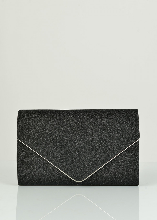 Black glitter envelope clutch bag 2