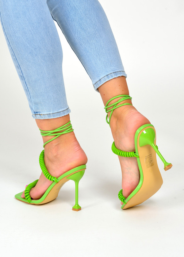 Green corded heeled sandals 2