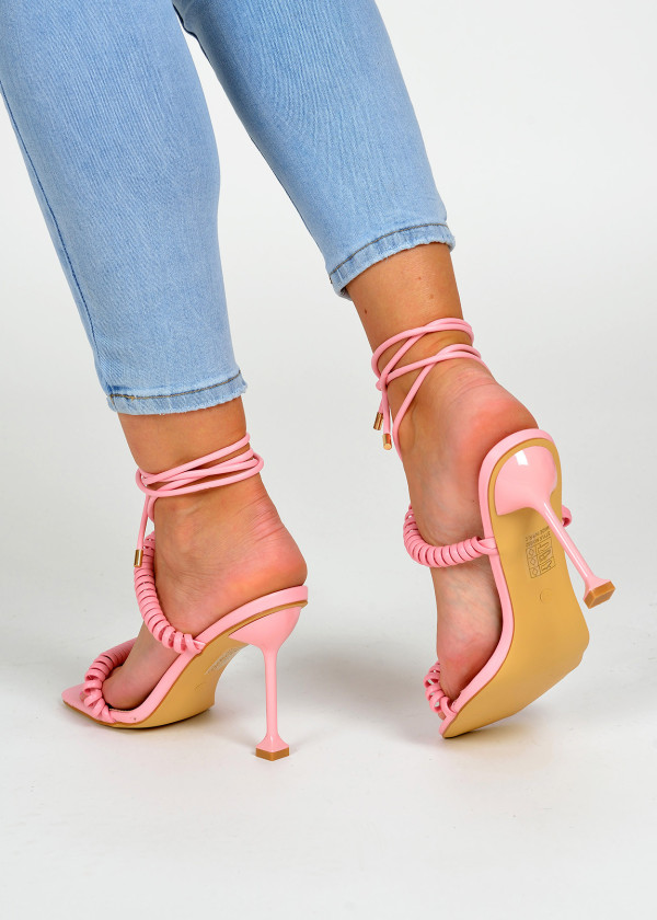 Pink corded heeled sandals 2