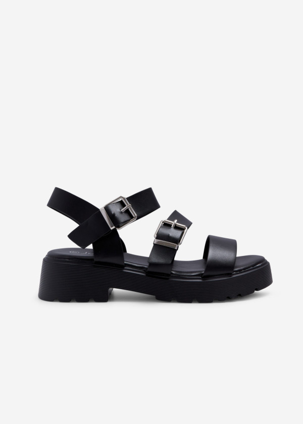 Black chunky strappy sandals 3