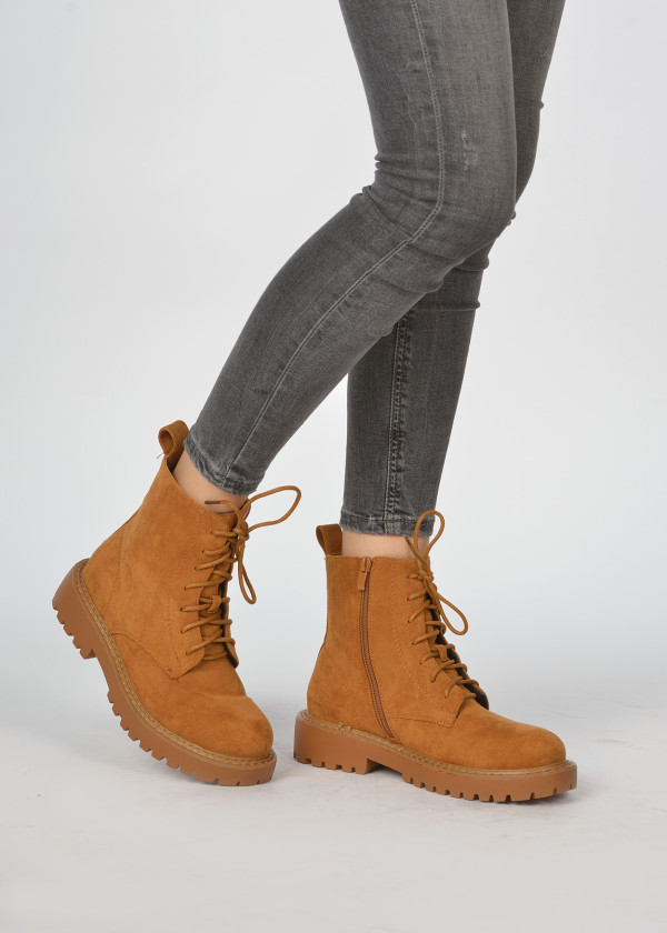 Brown tan lace up ankle boots 1
